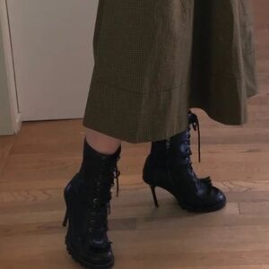 Tory Burch leather Moto stiletto boot EUC